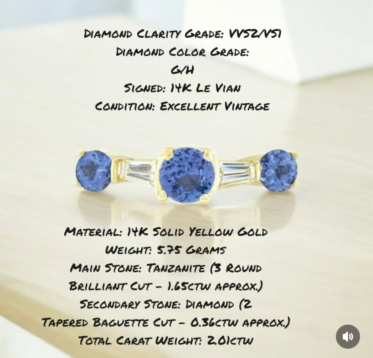 Tanzanite and diamond ring, size 7