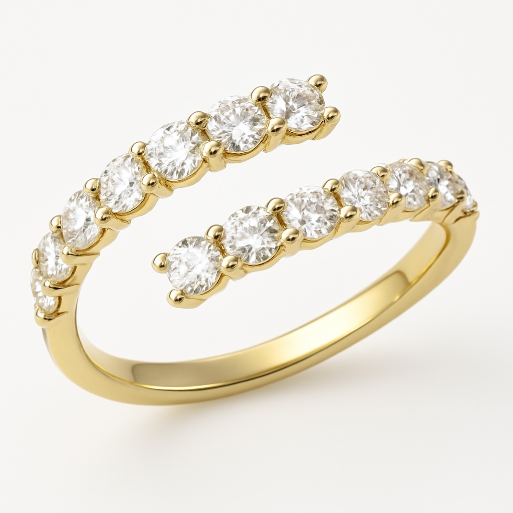 BLING! 14K Yellow Gold 0.97ctw Diamond Bypass Ring.