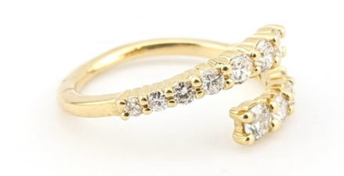 BLING! 14K Yellow Gold 0.97ctw Diamond Bypass Ring.